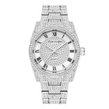 Luxury Watch for Men Stainless Steel Strap Iced Out Diamond Roman Dial Quartz Wristwatch Waterproof 30M Relogio Masculino Gifts