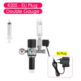 Stainless Steel Aquarium Regulator with Single/Double Pressure Gauge and Triple Filter Element - Solenoid Valve, EU/US Plug