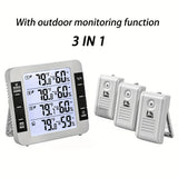 3 In 1 Thermohygrometer With Lower And Upper Limit Value Alarms Desktop Oscillating Wall Mountable,indoor/outdoor Temperature With Trend Display °C/°F Switched Outdoor Wireless,(thermohygrometer 3AAA/DC 5V) (transmitter 2AA) Batteries Not Included