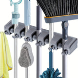 Broom and mop holder, wall mounted garden tool organizer, household laundry room, 1 unit