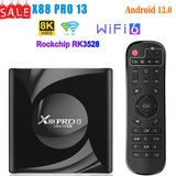 X88 Pro 13 Ultra HD 8K Android 13.0 Smart TV RK3528 4GB 64GB Wifi6 BT5.0 2.4G&5G Wifi Media Player Set Top Box