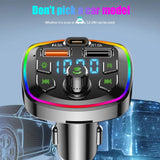 4.2A Fast Charger LED Backlit Atmosphere Light MP3 Player Lossless Music Car Bluetooth 5.0 FM Transmitter PD 18W Type-C Dual USB