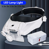USB LED Headband Magnifier Hands Free Magnifying Glasses For Jewelry Watch Electronic Repair 1.5x2x2.5x3x3.5x8x Lens Loupe