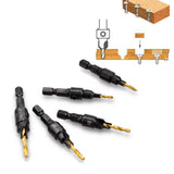 5PCS Shank Countersink Bits Set Screw Carpentry Chamfer Hole Opener Woodworking Drill Punch Tools A