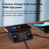 100W 8 Ports USB Type C Fast Charger Station QC3.0 PD3.0 Wireless Charging Desktop Quick Charge For book Phone