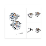 Movement Gear Precision Carving Fully Automatic Mechanical French Shirt Cufflinks Men's Sleeve Nails, C