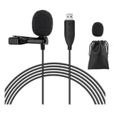 USB Microphone Lavalier Black Plastic PC Omnidirectional Condenser Lavalier Clip On Mic For Computer, Mac, Laptop