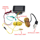 4 In 1 LCD Gauge Water Temperature+Oil Pressure+Fuel Level Gauge+Voltmeter with Sensor 1/8NPT for Universal Truck Car 12V 24V