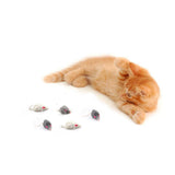12Pcs False Mouse Pet Toys Long-Haired Tail Mice Rattling Soft Real Rabbit Fur Sound Squeaky Toy