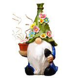 Garden Statues with LED String Light Outdoor Decor Solar Gnomes Resin Gnome Figurine for Courtyard Lawn Patio Porch