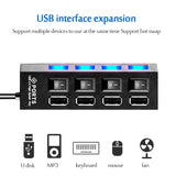 Multi Splitter Use Power Adapter 4/7 Port Multiple 2.0 Expander USB 3.0 Hub with Switch 30CM Cable
