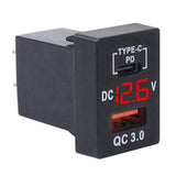 Top-2X New QC3.0 USB Car Socket PD Type-C Charger With LED Blue Digital Voltmeter For Toyota Quick Charge