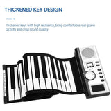 61 Keys Roll Up Keyboard Portable Soft Silicone Electronic Piano with Built-in Speaker LCD Display Recording MIDI Function