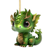 Christmas Tree 2D Cute Green Dinosaur Ornaments Acrylic Winter Festival Animal Car Pendant For Balcony
