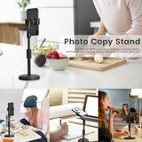 Desktop Tripod Phone Stand Mobile Phone Holder Photo Copy Mount with Phone Clamp for Teaching Online Food Crafting Demo Stands