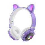 Flash Light Cute Cat Ears Bluetooth 5.0 Wireless Headphone with Mic LED Kids Girsl Stereo Music Phone Headset Sports Earphone