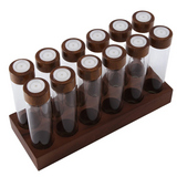 12PCS Storage Tubes Coffee Bean Cellar Wooden Display Stand and Funnel Espresso Accessories