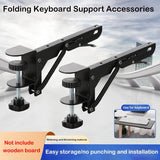 2pcs Under Desk Tray Office Height Adjustable Pull Out Keyboard Stand Holder Foldable Bracket Storage Shelccessories