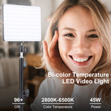 Andoer 2 Pack Photography Fill Panel 45W LED Kit 2800K-6500K with Desktop Light Stand for Video Live Streaming