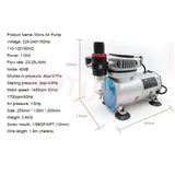 220V 1/5 HP Quiet Portable Air Pump Airbrush Mini Compressor Tattoo Manicure Cake Spray Gun