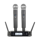 Dual Channels UHF Wireless Microphone Set Handheld Fixed Frequency Dynamic Mic for Karaoke Wedding Party Church Show Micro Phone