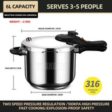 316 Stainless Steel Pressure Cooker - Suitable for Gas and Induction Cookers, Fast and Safe Cooking