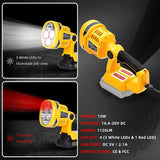 9inch 12W 1120LM Emergency LED Work Light for 14.4V-20V Li-ion Battery Super Bright Portable Handheld Flashlight