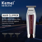 New Best Quality Professional Cordless Hair Trimmer Kemei Km-Wl9164 Silver Usb Rechargeable Hair Clippers