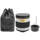 500mm F6.3 Telephoto Mirror Lens with Adapter Ring for Olympus M4/3 Mount Mirrorless Camera Blanc