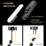 1110mm Wireless Bluetooth Selfie Stick Tripod W/ LED Video Light Photographic Lighting for Huawei Xiaomi iPhone 14 13 12 Samsung