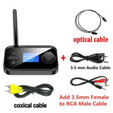 Bluetooth 5.0 Audio Transmitter Receiver with Mic Stereo Optical Coaxial AUX 3.5mm Jack RCA Wireless Adapter TV PC Car Speaker