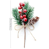 Red Berry Stems Pine Branches Evergreen Christmas Berries Decor 16 PCS Artificial Pine Cones Branch Craft Wreath Pick