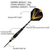 Steel Tip Darts Set Darts,Brass Barrels,Metal Tip Darts,,Extra-Flights,O-Rings NEW