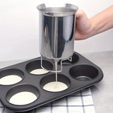 1pc, Stainless Steel Batter Dispenser, Pancake Batter Dispenser, Pastry Funnel, For Crepes, Cupcake, Waffle