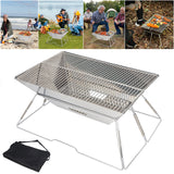 Stainless Steel Fire Pit Folding Wood Burning Stove with Carrying Bag for Garden Outdoor Cooking Barbecue Camping Picnic
