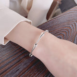 S925 Sterling Silver Creative Style Stitching Bamboo Shape Bracelet