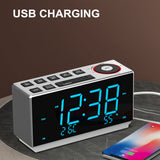 1pc Alarm Clock With FM Radio, USB Charging, 4.57cm Ice Blue LED Display, Night Light, Dual Alarm, Snooze, Dimmer Control, Bedside Office Electronic Clock ITOMA CKS508W