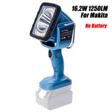 16.2W 1250LM LED Work for 14.4V-18V Li-ion Battery Dual Light Source Vertical Lamp Outdoor Emergency Flashlight