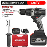 21V Brushless Impact Hammer 200Nm Cordless 6000mAh Battery Mini Electric Screwdriver Drill