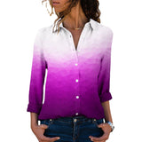 Women's 3D Digital Printing Gradient Color Polo Collar Top Youth Simplicity Casual Ladies Shirt