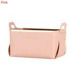 PU Leather Folding Tray Jewelry Cosmetic Container Box High Capacity Storage Box Home Desktop Sundries Decor Tray With Handle