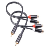 0.3m Speaker Y-Adapter Splitter RCA 1 Male to 2 Female Stereo Audio Cable Gold Plated