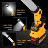 2000LM 26W LED Work Light for 14.4V-18V Li-ion Battery Portable Camping Lantern Downlight Outdoor Flashlight with Clip