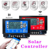 30A 60A MPPT Solar Controller 12V 60V Bluetooth WIFI Embedded Snap-on Energy Storage Panel Battery Smart Regulator LCD Display