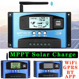 12V-60V BT Style -- GPRS WIFI Bluetooth MPPT Charge Controller 30A-100A Dual USB LCD Display Solar Plate Charger Regulator