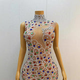 Full Diamond Colorful and Luxury Sense 2023 New Banquet Style Celebrity Long Evening Dress