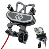 Motorcycle Phone Mount with USB Charger Port Universal Rear Mirror Handlebar Cradle Holder for 4-7inch Smartphone