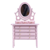1:12 Dollhouse Miniature Wooden Makeup Dressing Table With Mirror Drawer Bedroom Pretend Furniture