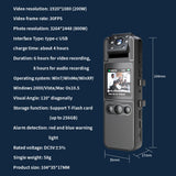 1080P Camera with Audio and Video Wearable Body Cam Mini Webcam 180° Rotatable Lens for Law Enforcement Recording