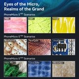 100X/150X/200X Mobile Microscope Lens Kit LED/ UV Lights Built-in CPL Filter Battery with Universal Phone Clip